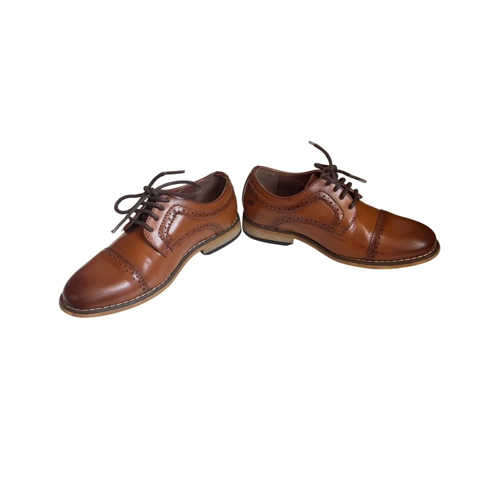Stacy Adams Kids Cognac Brown Cap Toe Brogue Oxford Dress Shoes 11M 43418-221